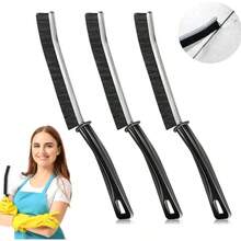 1pc Black Multi-Functional Gap Cleaning Brush - Household Hard Bristle Narrow Brush Head - Gap Cleaning Tool, Suitable For Home Kitchen, Bathroom, Windows, Faucets, Toilet - Black - View 2