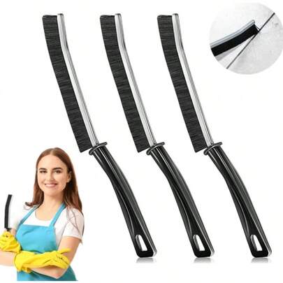 1pc Black Multi-Functional Gap Cleaning Brush - Household Hard Bristle Narrow Brush Head - Gap Cleaning Tool, Suitable For Home Kitchen, Bathroom, Windows, Faucets, Toilet