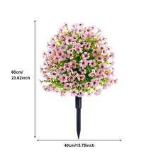 mteryoing Artificial Trees With Ground Spike Set Of 2, Weather-Resistant Faux Shrubs Bushes Potted Plants With Flowers For Outdoor Indoor Front Porch Garden - Pink - View 2