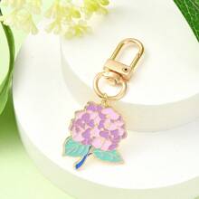 1pc Flower Design Keychain, Pastoral Floral Keyring, Violet/Lily Of The Valley/Lily/Sunflower Alloy Pendant, Fashion Elegant Bag Charm Accessory, Holiday Gift
