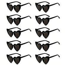 11pcs Heart Shaped Glasses Photo Booth Props, Suitable For Men & Women, Singles Party, Christmas, Birthday, Holiday Party Decoration