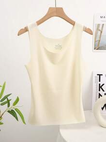 2pcs Women's Ribbed Seamless Wide Strap Camisole, Layering Sleeveless Thin Top Without Padding, Suitable For Outer Wear