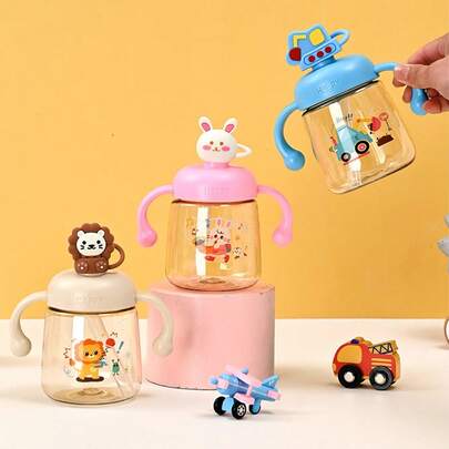 1 件婴儿训练吸管杯，适合 1-3 岁儿童，儿童吸管奶瓶 350 毫升和防漏水饮水杯带手柄