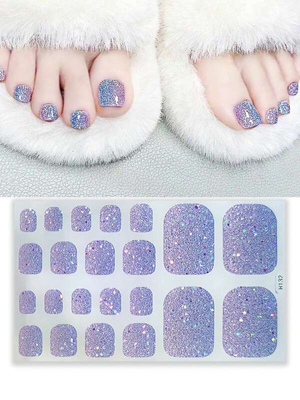 1 Sheet Of 22 Stickers Sweetness No-Bake Gel Toenail Stickers Nail Art Stickers Nail Stickers And Decals For Feet DIY Nail Polish Strips Violet Flash Self-Adhesive Waterproof And Long-Lasting 3d Nail Decals Multi-Design Full Wrap Coverage Manicure Stickers Manicure Decorations Set Suitable For Ladies And Girls, Ease Of Use Appointment,Parties And Events
