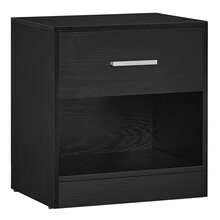 Bedside Table, Side Table With Drawer, Handle, Open Compartment, End Table, For Bedroom, Living Room, Ink Black - Black - View 7