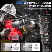 Seokiwi Rotomartillo Taladro Inalámbrico Sds-plus 3200w 2*4.0ah 4en1 - Rojo - Ver 5
