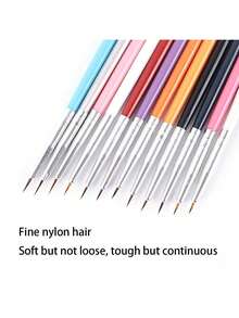 12pcs Nail Art Brushes And Dotting Tools Set, Suitable For Flower And Line Painting In Professional Nail Salons And Home DIY - Multicolor - View 3