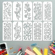 10Pcs Flower Stencils For Painting Reusable Crafts Drawing Stencils For Painting On Wood, Wall, Furniture