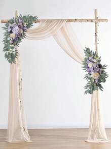 2pcs-Outdoor Wedding Arch Flowers, - Wedding Arch - Mr. & Mrs. - Artificial Dusty Roses Wedding Flowers For Wedding Welcome Sign Decorations And Wedding Ceremony Reception - Outdoor Arch Garland (Multiple Styles)
