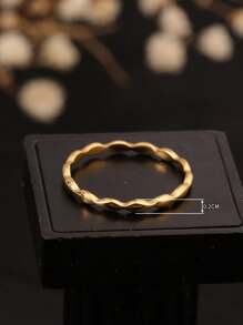 1 pieza Anillo asimétrico de acero inoxidable con geometría de rombos enlazados, chapado en oro de 18 quilates, simple y elegante, adecuado para el uso diario en la oficina, un gran regalo para la novia