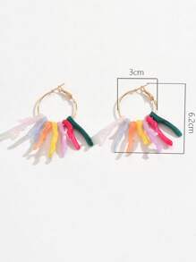 1 Pair Women Bohemian Woven Geometric Resin Faux Coral Earrings (Resin Color Random)