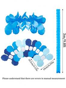 12件/套 - 60英尺（18米）三叶草花环，蓝白流苏纸质悬挂花环，可重复使用，适合主题派对、婴儿派对、毕业典礼、婚礼、家庭聚会、海军蓝海洋主题派对等。