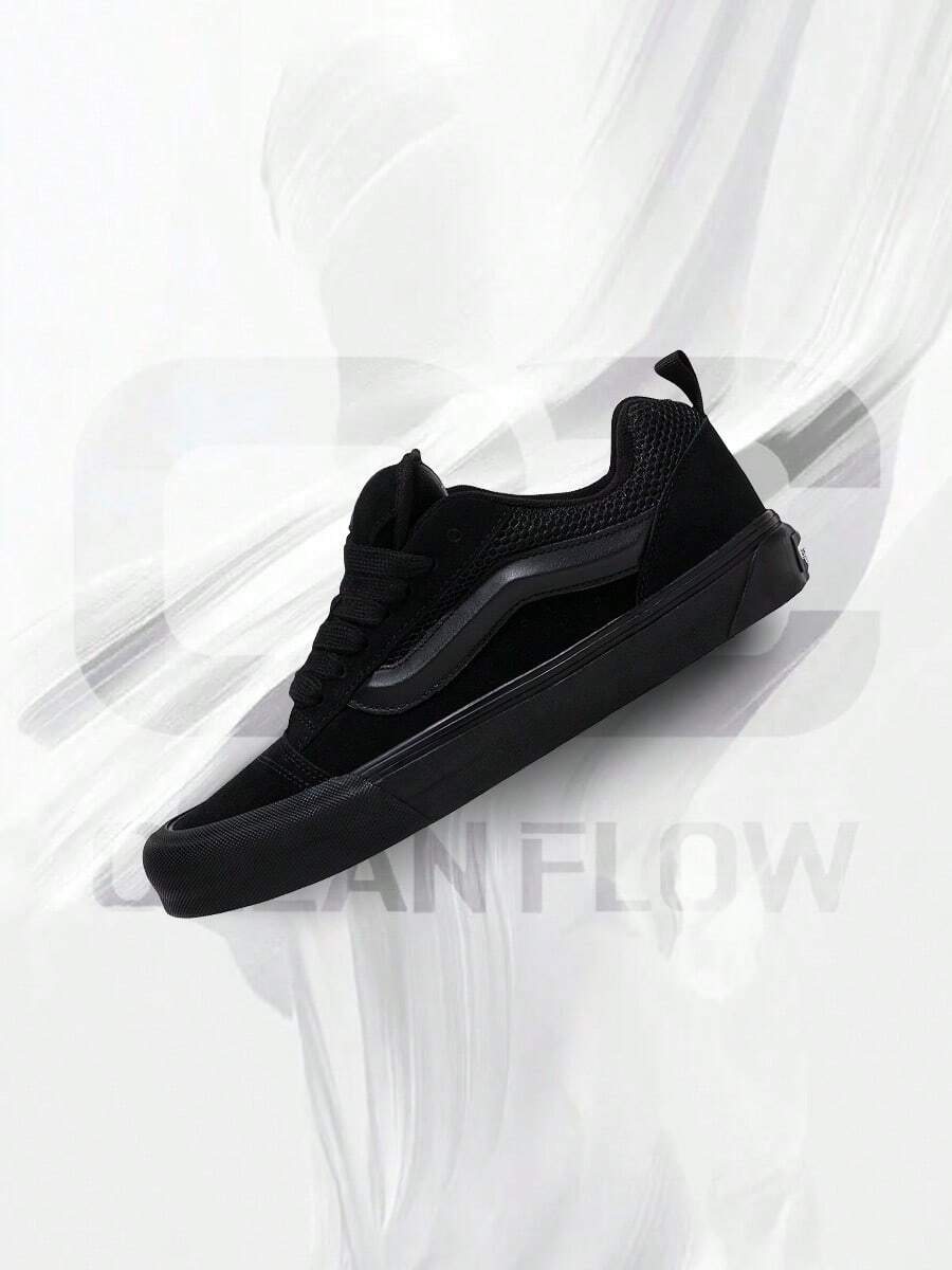 Vans Knu Skool Triple Black – Shose For Man-Vintage -Spring & Summer-Inspired Running Shoes, Shock-Absorbing Comfort, Gym To Streetwear Casual Wear-Mother's Day Gifts-Father's Day Gift–VN0009QCBKA - Black/Black - 查看 1