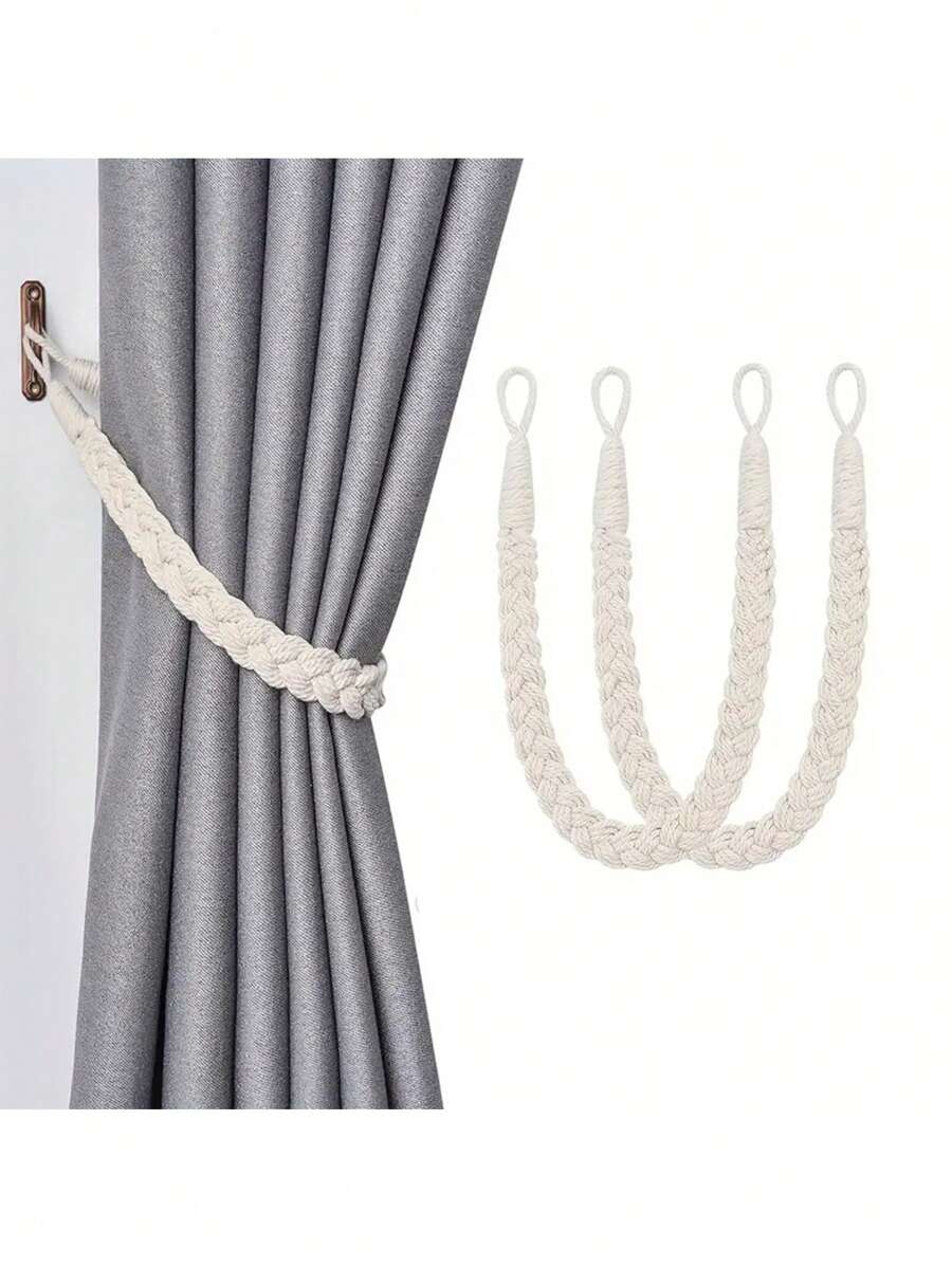 1 Stück/2 Stücke handgeflochtene Seilgardinen-Querbinder, mehrere Farb- und Größenoptionen, für Gardinen-Befestigung (Haken nicht enthalten)