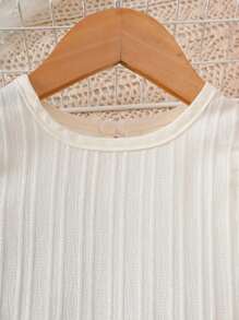 2 pezzi Set top e shorts estivo per ragazze, design con balze in pizzo alla moda, comodo e traspirante, essenziale per l'abbigliamento all'aperto