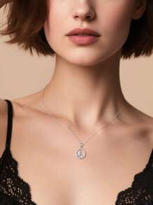 1Pc Gorgeous 925 Silver Butterfly Necklace,Cubic Zirconia Crystal Hollow Pendant Suitable For Women Daily Wear, Gifts For Party And Birthday