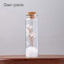 1 Peça Garrafa de Desejo de Pedras Preciosas de Cristal Curativo Natural, , Quartzo Rosa, Ametista, Garrafa à Deriva, Presentes de Casa para o Natal