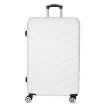 26" Lightweight Hard Shell Cabin Suitcase | Check In Case | Durable Carry-On Luggage With TSA Lock & Detachable Wheels - White - View 1