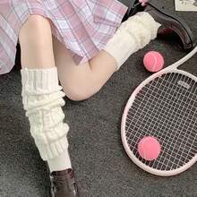半双纯色麻花针织袜套，实用多功能 - 白色 - 查看 10