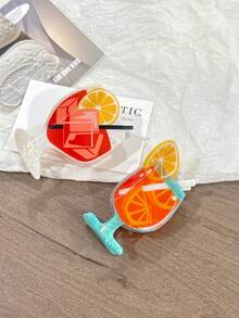 3个/1个鸡尾酒橙汁造型发夹,全新设计,适合丸子头装饰,节日礼物,秋冬季爪夹发饰,适合女士度假装扮和夏季海滩造型 - 彩色 - 查看 6