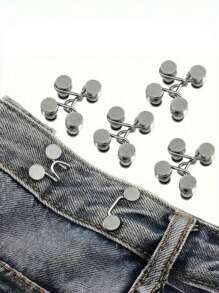 2pcs/4pcs Round Waist Tightener Buckle Pants Pins For Jeans, Skirts, Pants, Collar Buttons Brooch Pins For Women And Men, High Quality Metal, Durable, No Tools Instant Pant Adjustable Button Pins, Metal Anti-Walking Light Brooch, Fashion And Detachable Pant Clip, Travel Essential, Bag Accessories For Girl, Student And Gift For Mom