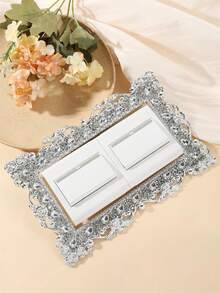 1 Stück silberplattierter Strass-Lichtschalter-Aufkleber - staubdichter Kunststoff-Dekorationsaufkleber für Lichtschalter zu Hause/im Büro (Schlafzimmer, Küche, Wohnzimmer) sowie als Weihnachts- und Muttertagsdekoration, Raumdekoration, Heimdekoration, Wanddekoration