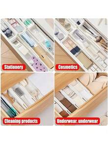 1/2 Stücke Ausziehbare Besteck Aufbewahrungsbox, Schubladen Organizer Set, ausziehbare Schublade Ablage, Schubladenaufbewahrungsbox für Schlafzimmer, Bad, Küche, Büro, zum Organisieren von Kochgeschirr, Geschirr & Dekorationen für Alltag/Feiertage/Raumdekoration - Weiss - Übersicht 6