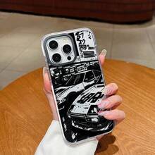 Personalized And Cool Sports Car Pattern Phone Case, With Inner Soft Edge Protection, Fashionable And Transparent Transparent Phone Case, Suitable For Models Such As 11-16Pro Max Plus - 透白 - 查看 3