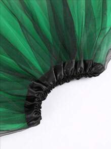 1pc Colorblock Mesh Tutu Skirt, 12inch For Teens, 16inch For Adults, Versatile Party, Running, Ballet, Stage, Halloween, Christmas, Carnival Costume, Multi-Layer, Mesh Princess Skirt