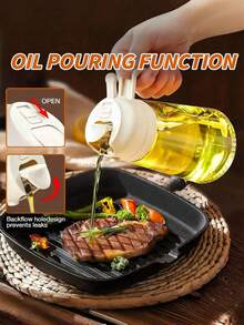 1pc Oil Sprayer For Cooking, 2 In 1 Olive Oil Dispenser Bottle For Kitchen, 470ml 16oz Premium Glass Oil Bottle, Oil Mister For Air Fryer, Salad, Frying, BBQ - Multicolor - View 5