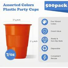 3 Oz Plastic Party Cups, Disposable Bathroom Cups In Assorted Colors Can Be Used Tasting Party Shot - 7 Oz - View 3