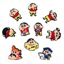 10 piezas de Dijes de Zapato con estilo Anime Crayon Shin-Chan, accesorios kawaii para zapatos, decoración DIY, regalos, coleccionables para fanáticos