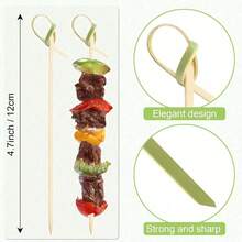 [200/100/50/25/10]Pcs 12cm Blue & White Porcelain Knot Decorative Fruit Skewers/Toothpicks/Cocktail Sticks, Suitable For Parties, Birthdays, Weddings, Outdoor Burgers, Fruit Decor, Party Supplies, Gifts, Healthy & Hygienic,School Supplies - Cadet Blue - View 2