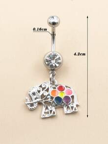 1Piece 14G Elephant Belly Button Ring Navel Piercing Tropical Animals Belly Button Piercing Body Jewelry - Multicolor - View 8