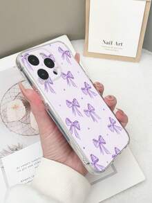 蝴蝶结图案透明防摔彩绘手机壳，哑光TPU材质，兼容，防水防震防摔防刮花 - 彩色 - 查看 3