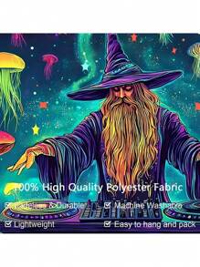 1 szt. Świecące tło meduzy Disco - motyw Fun Wizard, gobelin do dekoracji imprez, wystrój domu, tło do transmisji na żywo, baner na artykuły imprezowe, dekoracja pokoju, flaga, dekoracje urodzinowe, dekoracje imprezowe, wystrój szkoły, szkolna niespodzianka, wystrój akademika, powrót do szkoły
