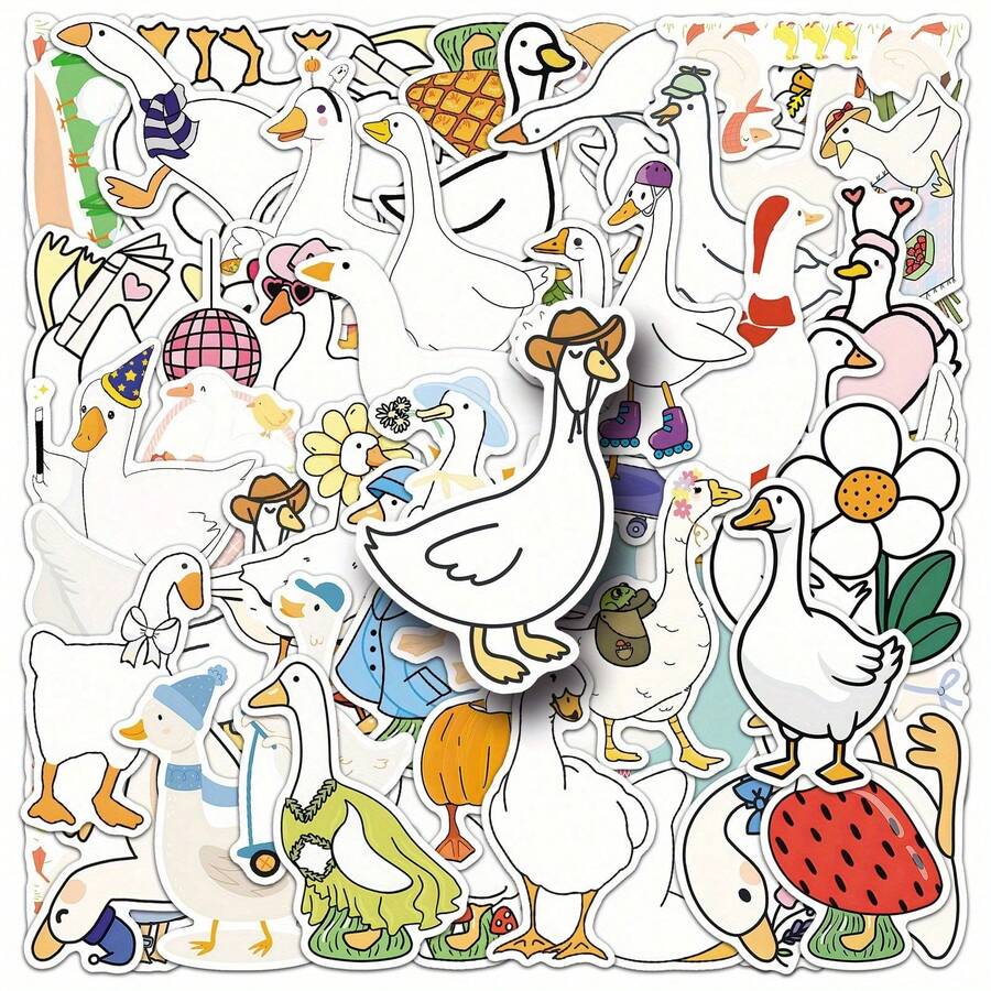 50PCS Cartoon Cute Goose Graffiti Sticker DIY Decoration Water Cup Notebook Skateboard Luggage Helmet Self-Adhesive - 50PCS - View 1