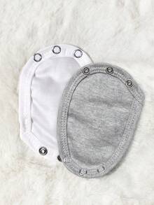 2pcs/3pcs/5pcs Optional Baby Jumpsuit Extension Panels, Diaper Area Extension Panels, Metal Snap Button Connection Design, Single Layer Lightweight Fabric, Please Confirm Metal Snap Button Diameter Is 9–9.5mm Before Purchase To Avoid Size Mismatch - White - View 7