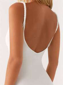 Women's Twisted Straps Bodycon Long Maxi Dress Women Sleeveless Dress Summer Solid Color Twisted Straps V-Neck Backless Party Dress For Vacation Beach Streetwear - trắng - Xem 6