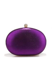 Luxus Strass Dekor Handtasche, kleine Clutch Geldbörse, elegante Abendtasche, Metallketten-Griff, modisch würdevolle Party Handgelenktasche, Braut Hochzeits-Tasche, passend für formelle Bankette, Partys, Hochzeiten, Frauengeschenke - Violett - Übersicht 6
