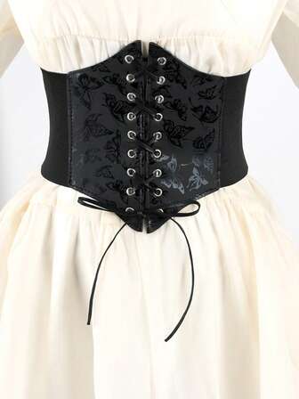 1PC Ladies' Butterfly Waist Cincher, Wide Waistband, Handmade Braided Binding, Shaping Design, Fashionable Outerwear Accessory, Decoration For Shirt Dresses, Leather Belt