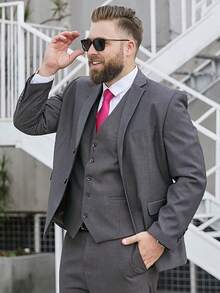 大码男士西装 - 时尚男士灰色休闲西装外套 - 灰色 - 查看 4