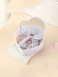 Love Jewelry Box Desktop Dustproof Storage Box High-End Jewelry Box Ring Earring Necklace Portable Storage Makeup Plastic Box - Multicolor - View 15