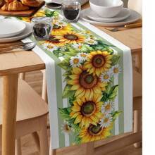 Summer Sunflower Table Flag, Green And Yellow Elements Are Matched To Give People A Refreshing And Relaxing Feeling, Used For Desktop Decoration