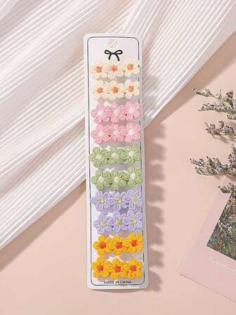 2/10 件装 女婴花朵刺绣全包发夹 可爱公主发饰