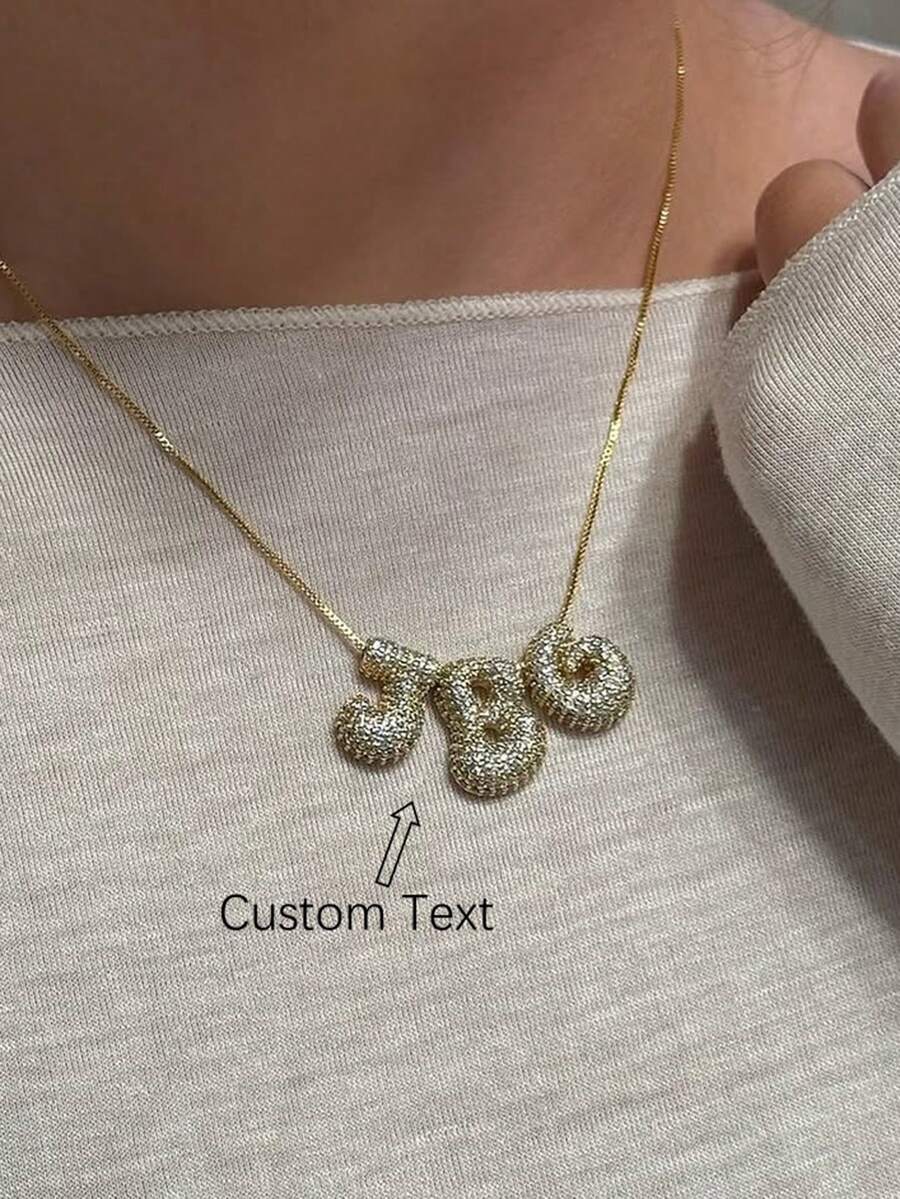 1 chiếc vòng cổ tên chữ cái đơn giản tùy chỉnh bằng đá Cubic Zirconia bong bóng 3D sang trọng, vòng cổ mặt dây chuyền chữ cái MAMA cá nhân hóa, quà tặng cho mẹ, thời trang, tối giản, giản dị, phong cách cổ điển, độc đáo, quà tặng lý tưởng cho bạn gái, mẹ, gia đình, bạn bè, con gái, kỷ niệm, ngày lễ tình nhân, ngày của mẹ, sinh nhật, tốt nghiệp, trang phục hàng ngày, đám cưới, dạ tiệc - Vàng - Xem 1