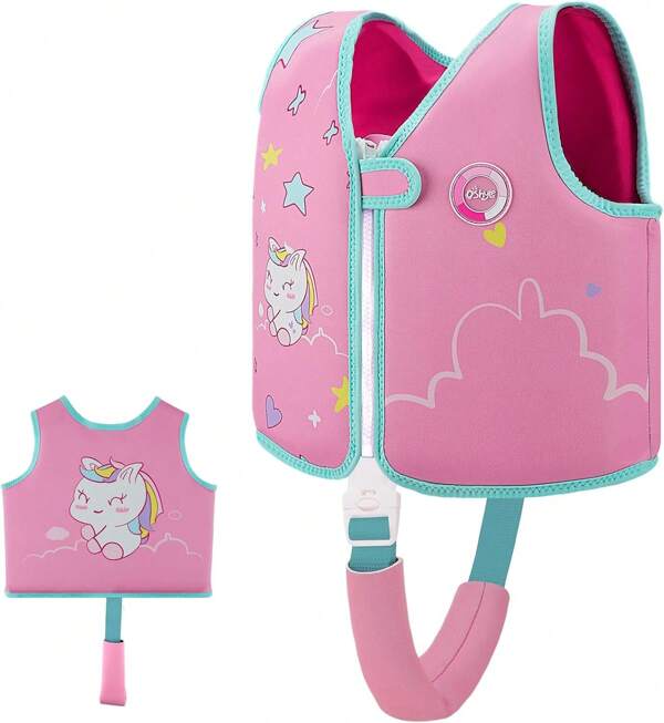 OSHYLE Chaleco salvavidas para niños - Chaqueta de natación de Neopreno para niños y niñas Chaleco Salvavidas Flotante de Neopreno para natación para niños de 1 a 9 años