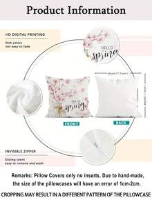 4pcs Contemporary Floral Velvet Throw Pillow Covers, Soft Cosy, One Sided Printing, Pink White, Polyester 100%, Machine Washable, Zipper Closure, For Summer Living Room, Bedroom, Sofa, Bed Decor - Pink - View 8