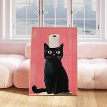 Funda para tapa de inodoro con estampado de gato negro, decoración de inodoro divertida y linda de gato negro como regalo para amantes de los gatos, póster sin marco de gato asomándose - Multicolor - Ver 3