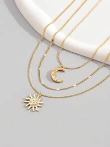 3pcs/set Sun & Moon Pendant Necklace
